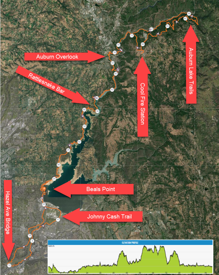 Rio del Lago 100 mile course map